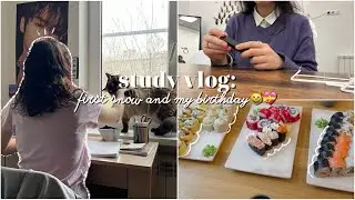 study vlog😺💝: first snow and my birthday!