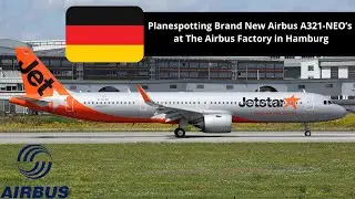 Planespotting Brand New Airbus A321-NEO's During Test Flights at The Airbus Factory in Hamburg (4K)