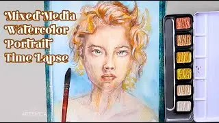 MIXED MEDIA PORTRAIT | TIME LAPSE: WATERCOLOR PENCILS & POSCA ON ARCHES PAPER | ARTENICA