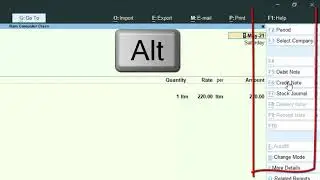 Alt and Ctrl short cut keys in Tally Prime