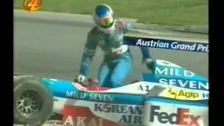 Collision Irvine, Alesi, Grand Prix of Austria 1997, dutch commentary Olav Mol