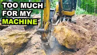 Digging up Massive Rocks for New Pond Project