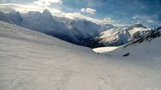 2022.02.27 Домбай. Целый спуск по Синей трассе к Тарелке