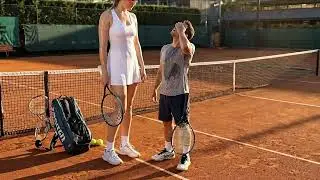 Mark and his giantess tennis player girlfriend