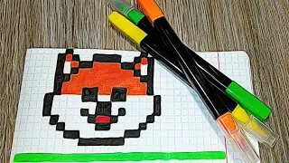 Рисуем собаку Акита-ину. Рисунок по клеточкам.