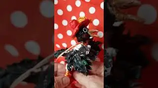 Ворона из ваты-поделка, игрушка 