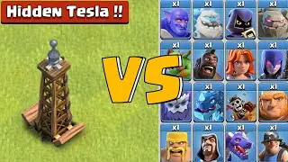 Hidden tesla vs all level 1 troops part 1 - clash of clans