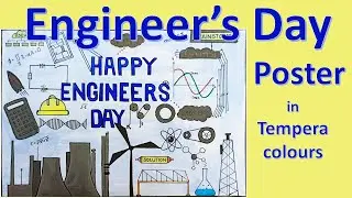 Engineers Day Poster | Poster making in Tempera colours | Digital Illustration style Poster|Drawing