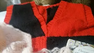 Жилет Красное и Чёрное.  Платок на спицах