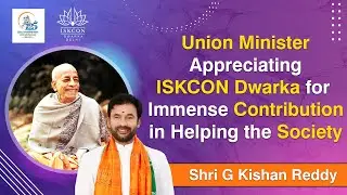 Union Minister Appreciating ISKCON Dwarka for Immense Contribution in Helping the Society