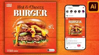 Illustrator CC Tutorial | Graphic Design | Instagram Burger Poster Design. 🍔🔥🔥