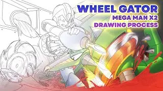 Wheel Gator (Mega Man X2 Drawing Process)