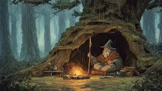 Ancient Oak Sanctuary - Cozy Wizard Ambience with Rain & Campfire Sounds for Study & Sleep