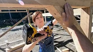 She's Taking OVER the Post & Beam Build Installing the Angle Braces