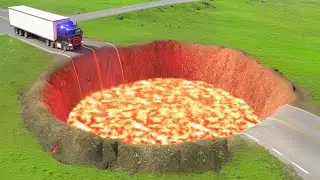 Car vs Lava Pit Challenge in BeamNG Drive!