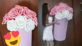 Большие розы из изолона в шляпной коробке мастер-класс, DIY, ростовые цветы, роза из изолона