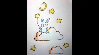 Зайчик на облачке.Рисунки своими руками.