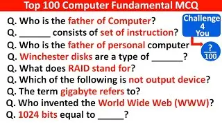 Top 100 Computer Fundamental MCQ | computer fundamental mcq (with questions, answer) 