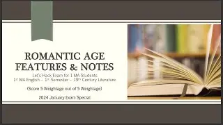 Romantic Age - 19th Century literature - MA English - Key Points - Malayalam