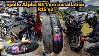 opollo Alpha H1 Tyre 🔥installation R15v3 Best tyre frount and Rear ❤️ #opollotyre