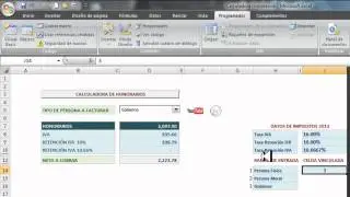 Calculadora Honorarios, Calculo de Honorarios en Excel, Cuadro combinado.