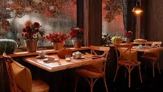 Autumn Cafe Ambience | Super Cozy Rain, Chatter & Distant Thunder Sounds