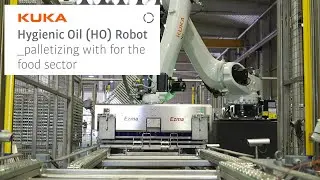 Palletizing with a hygienic oil robot (HO) for the food industry