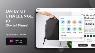 Daily UI Challenge Day 10 | Social Share | UI Design Tutorial | Adobe XD Tutorial | UI UX WORLDWIDE