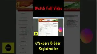 Etenders Bidder Registration  #shorts #shortvideo #shortsfeed #onlinetenders #bidding #eprocurement