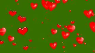 Falling heart from sky animated green screen video footage