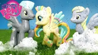 My little pony play set of three ponies Thunderlane Fluttershy and Derpy Huvs