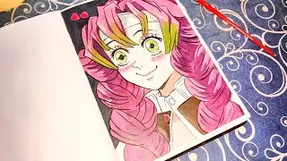 Mitsuri kanroji (Demon Slayer) painting/ hashira water color painting Step by step