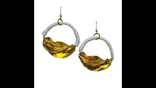 White Fulani Gold Hoop Earrings | White Fulani Earrings| African Earrings| Afrocentric| Cloth & Cord