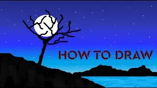 HOW TO DRAW A NIGHT SCENERY IN MS PAINT | COMPUTER MS PAINT ART