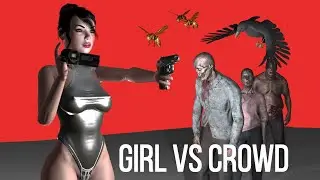Тестируем хоррор-уровень "Телочка против Зомби". Girl vs Crowd.