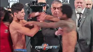 RYAN GARCIA GETS PUSHED BY BRAULIO RODRIGUEZ DURING WEIGH IN FACE OFF!