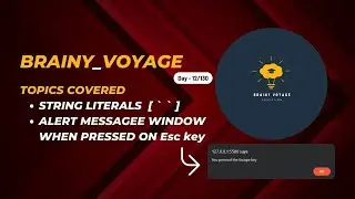 String Literals | Alert message window in JavaScript | (Day - 12/130)