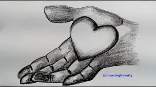 How to draw Love on Hand step by step tutorial | Pencil sketching for beginners | Art Satisfaction