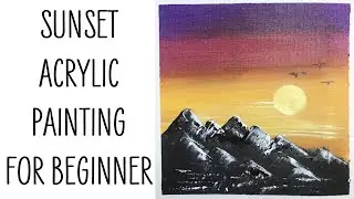 Sunset acrylic painting | Easy acrylic painting for beginners step by step #2