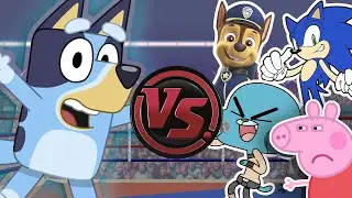 BLUEY RAP CONCERT! (Bluey vs Sonic The Hedgehog, Chase, Gumball, and Peppa Pig) | CARTOON RAP ATTACK