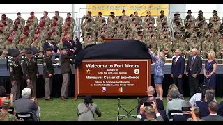 Watch the moment Fort Moore sign unveiled, and Huey flies over event