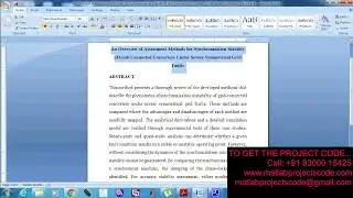 An Overview of Assessment Methods for Synchronization Stability of Grid Connected Converter