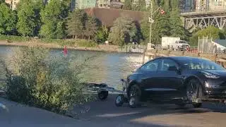 Tesla trailer jet ski salt water