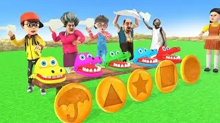 Scary Teacher 3D vs SquidGame Paper Plane Level Max vs Wood Honeycomb Candy Shapes 5 Times Challenge