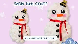 cotton snowman |how to make snowman with Cardboard |how to make snowman with cotton| snow man