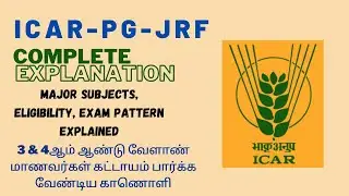 ICAR PG JRF EXAM EXPLAINED|JRF/SRF|JRF EXAM QUESTION PATTER, ELIGIBILITY, MAJOR SUBJECTS EXPLAINED
