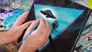 Abstract Acrylic Painting A UFO (ALIENS ARE REAL!)