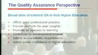 Broad aims of external QA in Irish Higher Education