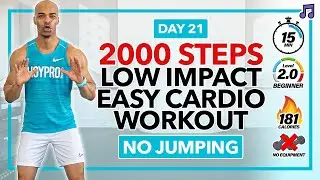 15 MIN Easy Step Cardio HIIT Workout (Low Impact) | 2000 Steps Cardio - Day 21