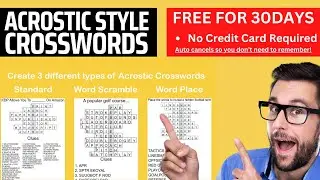 Create Acrostic Style Crosswords for KDP Publishing FREE for 30 days